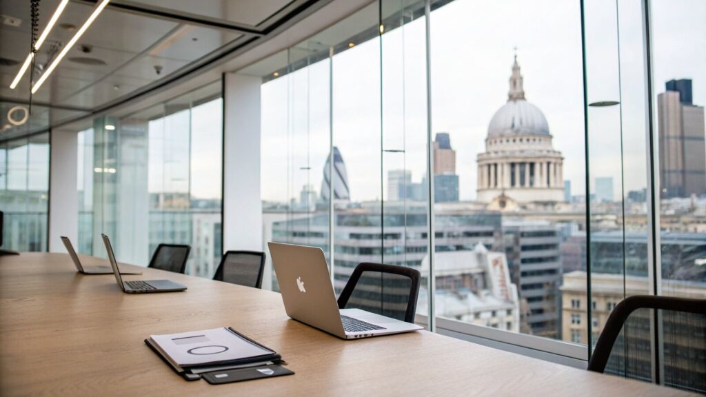 Modern London startup office meeting room