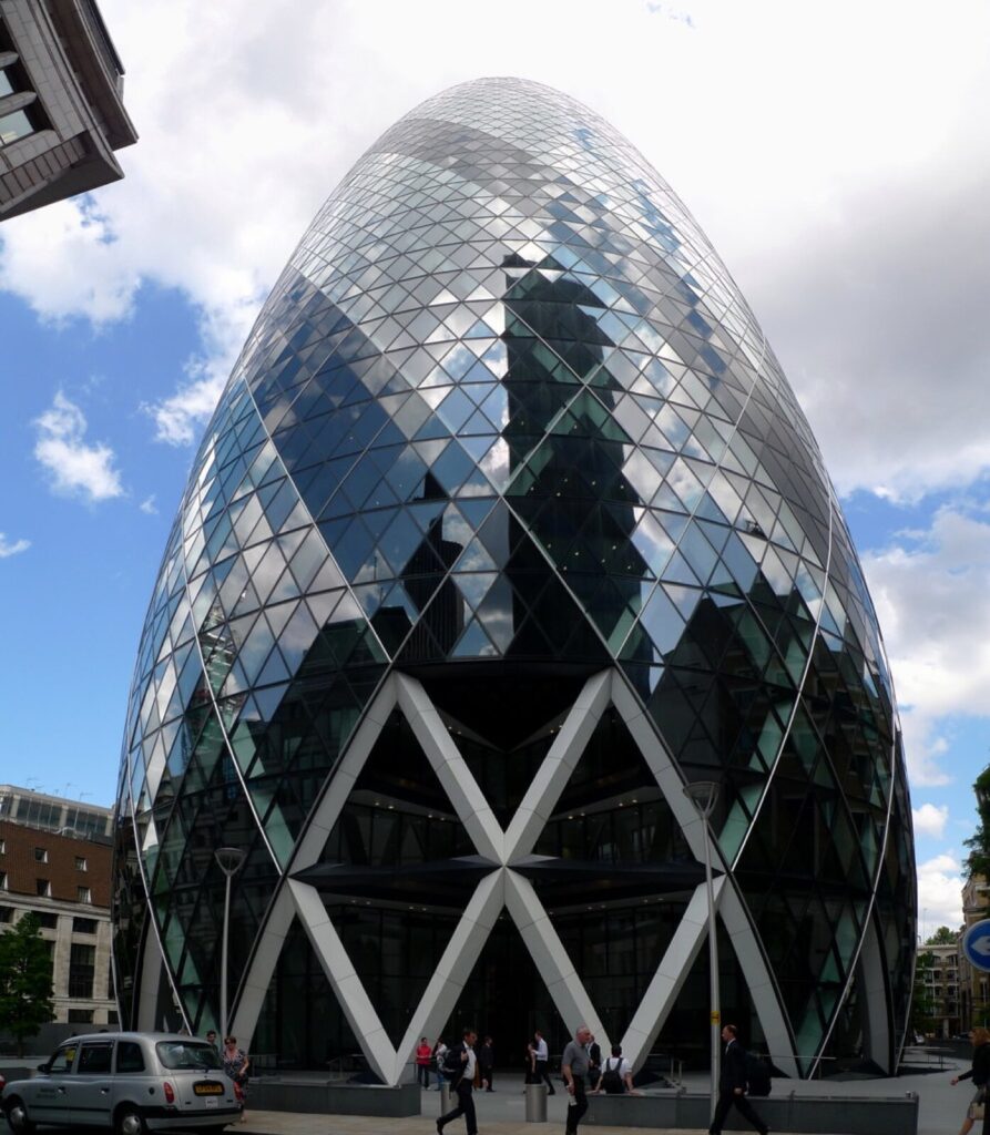 The Gherkin skyscraper in the City of London financial district